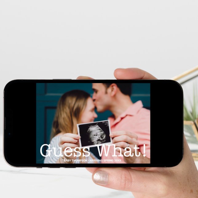 Modern Photo Guess What! Pregnancy Announcement (Front Digital)
