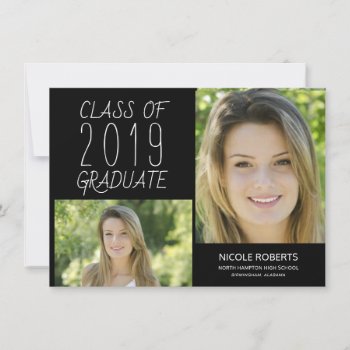 Modern Photo Hand Lettered Graduation Party Invite by HolidayInk at Zazzle