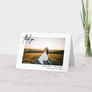 Modern Photo Hand-Lettered Thank You White Card