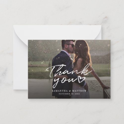 Modern Photo Hand_Lettered Wedding Day Thank You Note Card