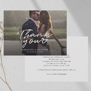 Modern Photo Hand-Lettered Wedding Day Thank You Note Card