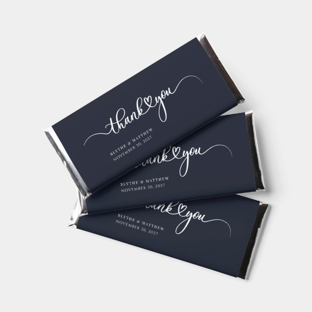 Modern Photo Hand-Lettered Wedding Thank You Hershey Bar Favors (Front)