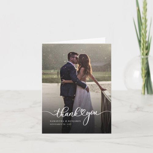 Modern Photo Hand_Lettered Wedding Thank You Note Card