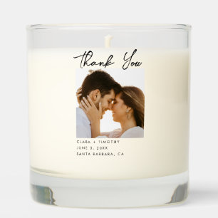 Modern Photo Handwritten Thank You Wedding Scented Candle