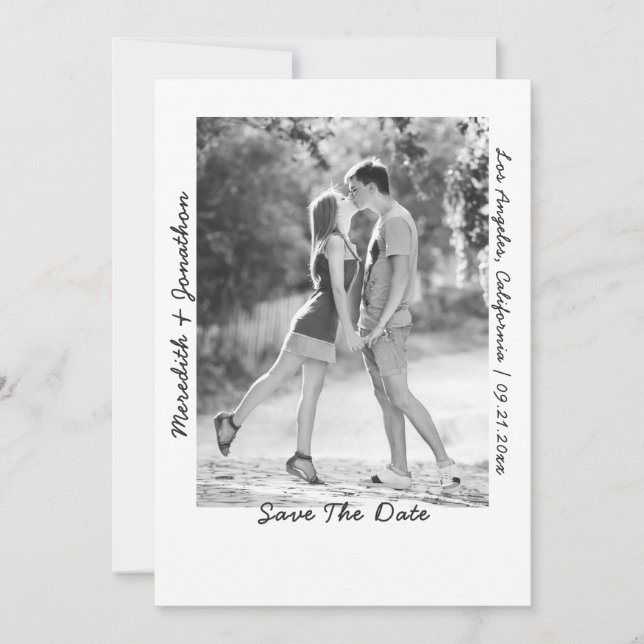 Modern Photo Handwritten Wedding Save The Date (Front)
