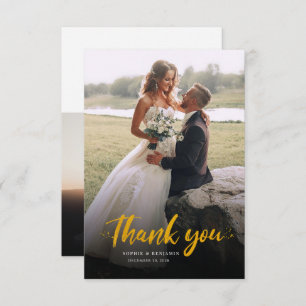 Modern Photo Handwritten Wedding Thank You Card