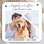 Modern Photo Happily Ever After Dog Pet Wedding Square Paper Coaster<br><div class="desc">Happily Ever After Is Better With A Dog! Add the finishing touch to your wedding with these cute custom photo wedding coasters . Perfect for your wedding after party and reception. Customize these photo coasters with your favorite wedding photo, dog of honors photo, or your newlywed photo with your dog,...</div>