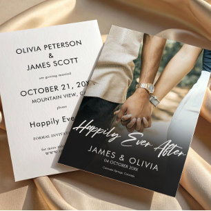 Modern Photo Happily Ever After Party Wedding Save The Date