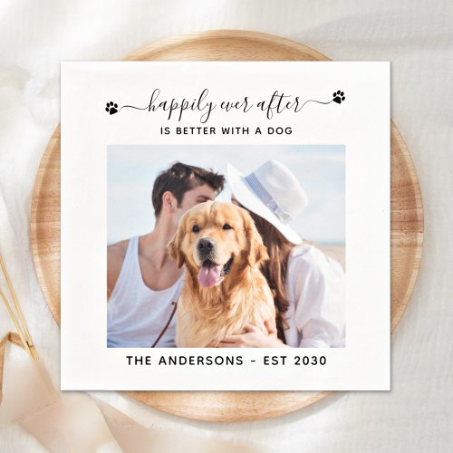 Modern Photo Happily Ever After Wedding Napkins
