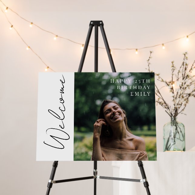 Modern Photo Happy Birthday Welcome Sign (In Situ (Stand))