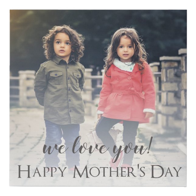 Modern Photo Happy Mother's Day Faux Canvas Print (Front)