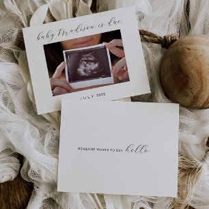 Modern Photo Hello Baby Announcement Card