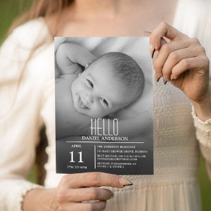 Modern Photo Hello Baby   Sip And See Party Invitation