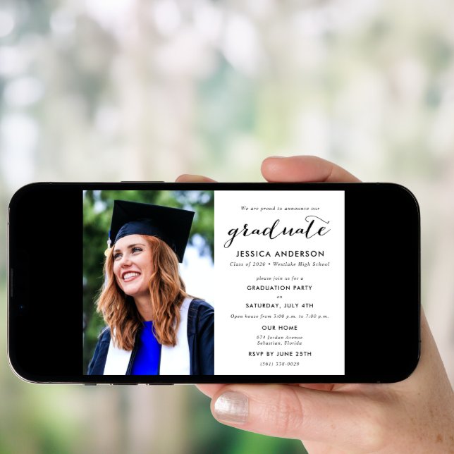 Modern Photo High School Graduation  Invitation (Front Digital)