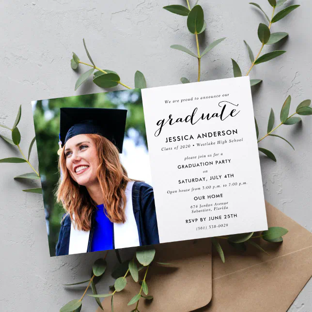 Modern Photo High School Graduation Invitation | Zazzle