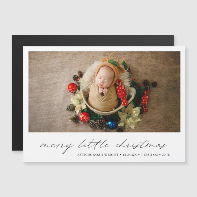 Modern Photo Holiday Christmas Birth  Announcement (Front/Back)