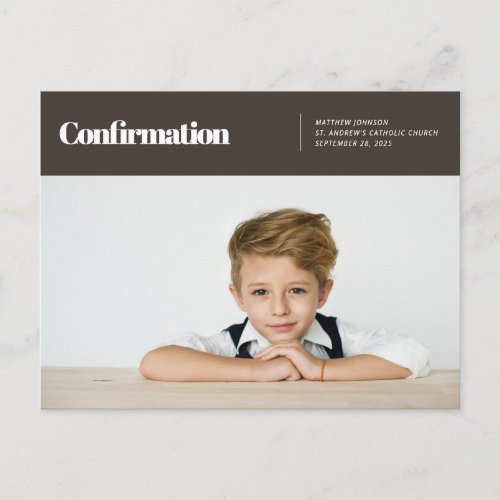 Modern Photo Holy Confirmation Invitation Postcard