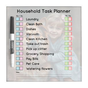 Modern Photo Household Task Planner Dry Erase Board