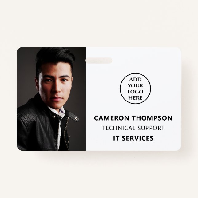 Modern Photo ID Business Logo Staff Name Job Title Badge (Front)