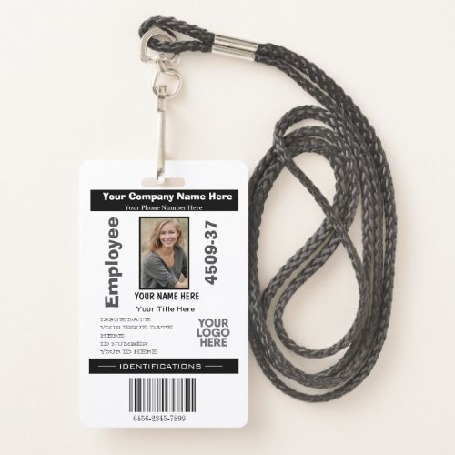 Modern Photo ID Card Employee Business QR Logo  Badge
