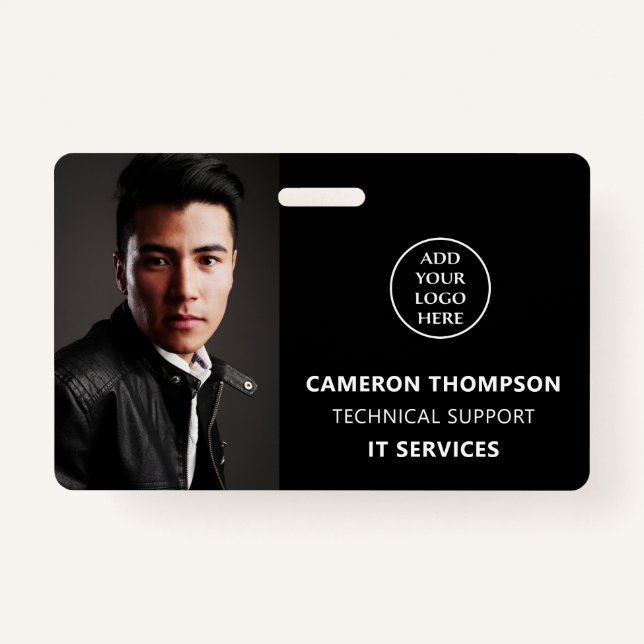 Modern Photo ID Staff Name Job Title Business Logo Badge (Front)