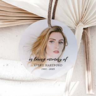 Modern Photo In Loving Memory Classic Round Sticker