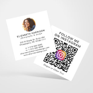 Modern Photo Instagram QR Code Square Business Card