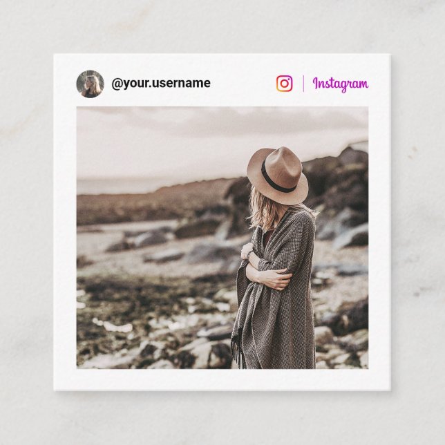 Modern photo Instagram social media minimal white Calling Card (Front)