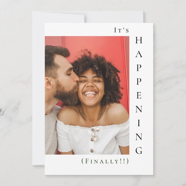 Modern Photo It's Happening Finally Cute Simple Save The Date (Front)