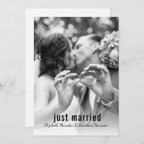 Modern Photo Just Married Announcement Reception