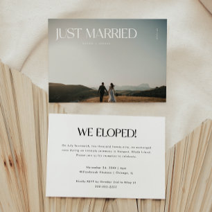 Modern Photo 'Just Married' Wedding After Party Invitation