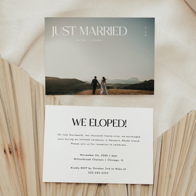 Modern Photo 'Just Married' Wedding After Party Invitation (Creator Uploaded)
