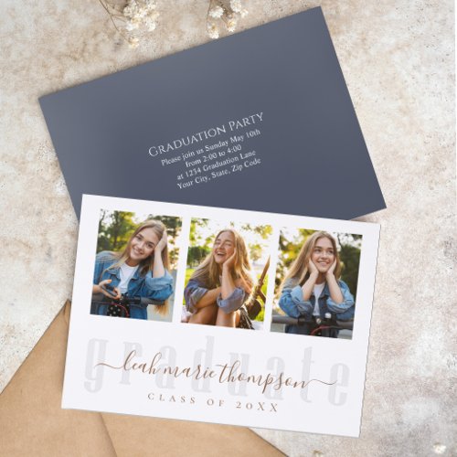 Modern Photo Letterpress Graduation Invitation