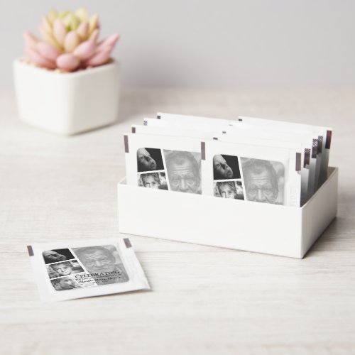 Modern Photo Life Story Collage Funeral Memorial Hand Sanitizer Packet