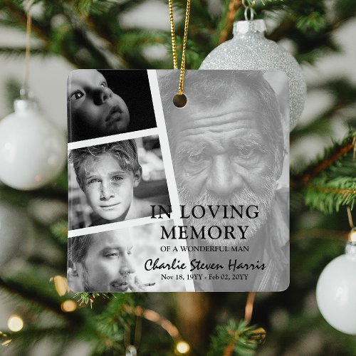 Modern Photo Life Story Collage Memorial Ceramic Ornament