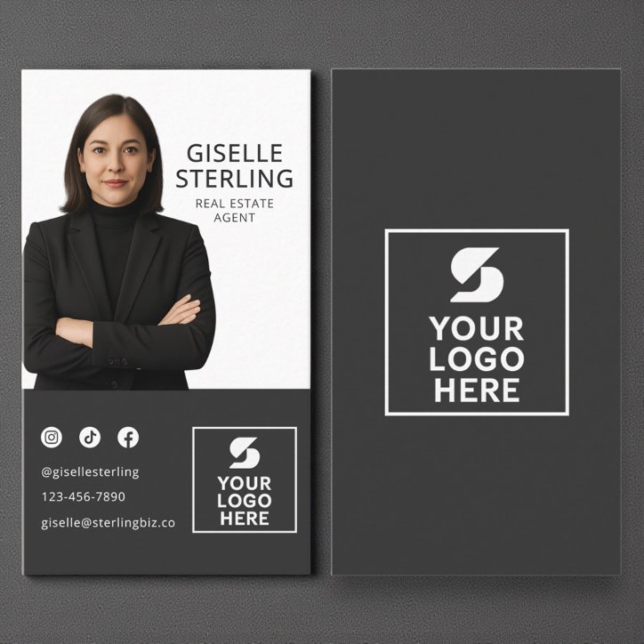 Modern Photo Logo Real Estate Agent Business Card