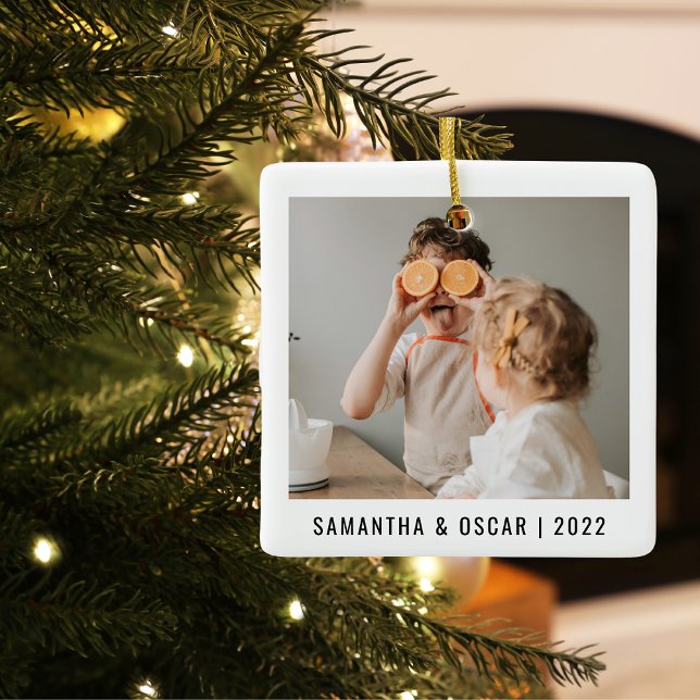Modern Photo Love You Grandma Best Christmas Gift Ceramic Ornament (Creator Uploaded)