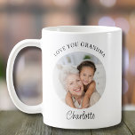 Modern Photo Love You Grandma  Coffee Mug<br><div class="desc">This modern Grandma mug says "Love you Grandma" and is easily customizable with your name and photo.
Makes a special gift for a special grandparent.</div>