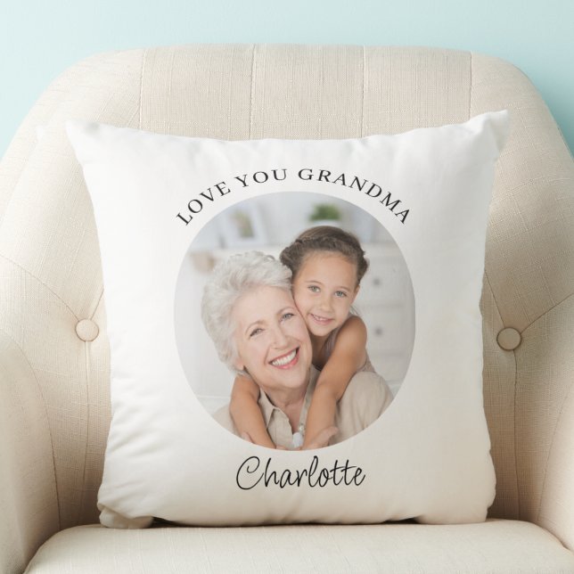 Modern Photo Love You Grandma Keepsake Throw Pillow (Creator Uploaded)