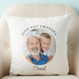 Modern Photo Love You Grandpa Keepsake Throw Pillow