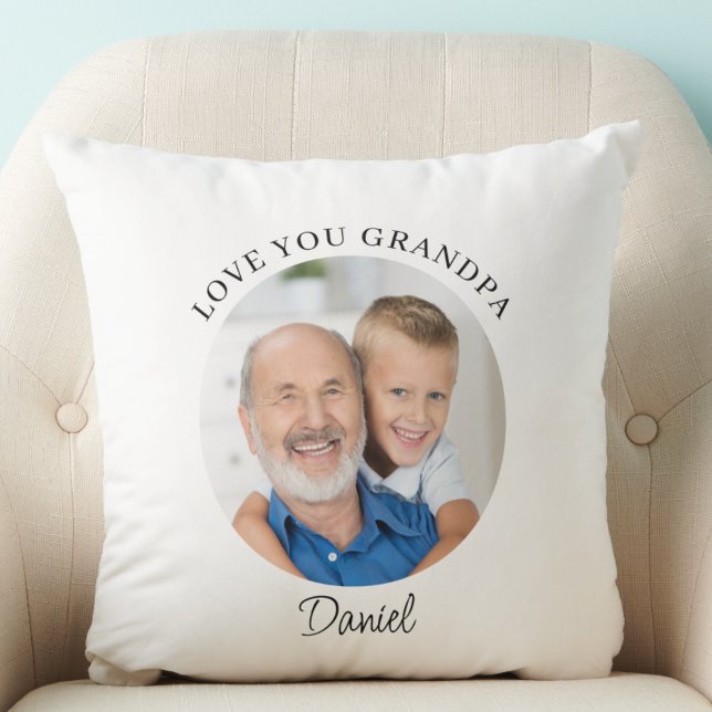 Modern Photo Love You Grandpa Keepsake Throw Pillow (Creator Uploaded)