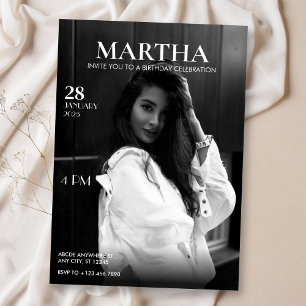 Modern Photo magazine birthday Invitation