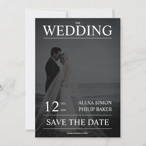 Modern photo magazine cover calligraph wedding invitation