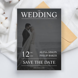 Modern photo magazine cover calligraph wedding invitation