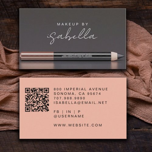 Modern Photo Makeup Artist QR Code  Business Card