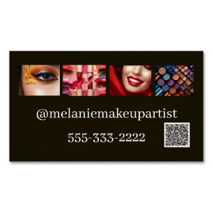 Modern Photo Makeup Artist with QR code  Business Card Magnet