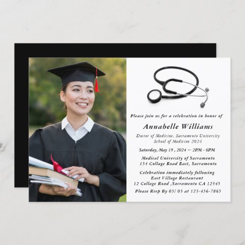 Modern Photo MD Doctor Graduation Party Invitation