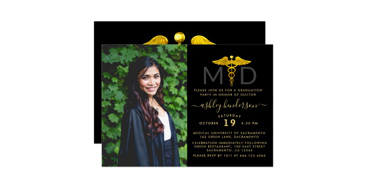 Modern Photo MD Doctor Graduation Party Invitation