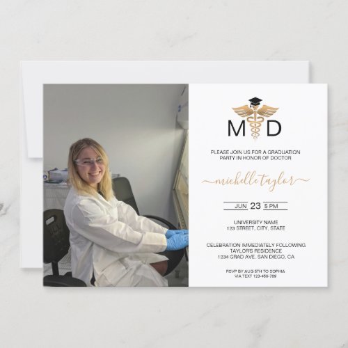 Modern Photo MD Doctor of Medicine Graduation Invitation