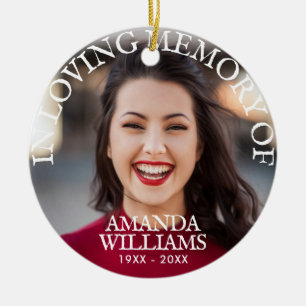 Modern Photo Memorial Keepsakes in Loving Memory Ceramic Ornament